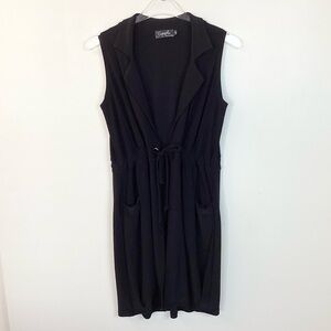 Sympli Sleeveless Tie Front Jersey Blazer Vest - Black - 6